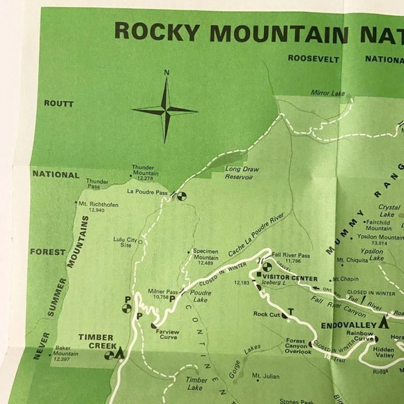 Vintage 1969 Rocky Mountain  National Park Colorado Map Travel Guide Brochure - Picture 5 of 12